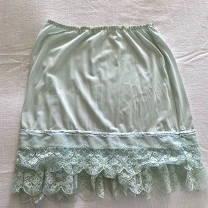 Vintage Mint Green And Blue Lace Sheer Slip Skirt